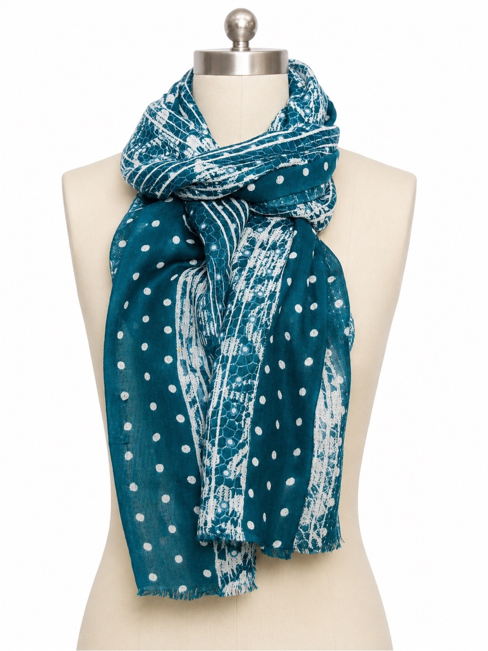 Multi Pattern Printed Bordered Wool Scarf by Saachi